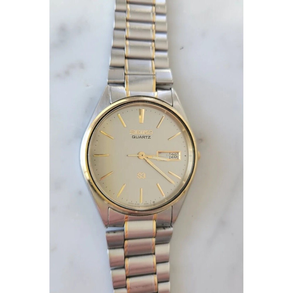 Vintage 80s Seiko Quartz Day Date Stainless Steel Men’s Watch New Battery